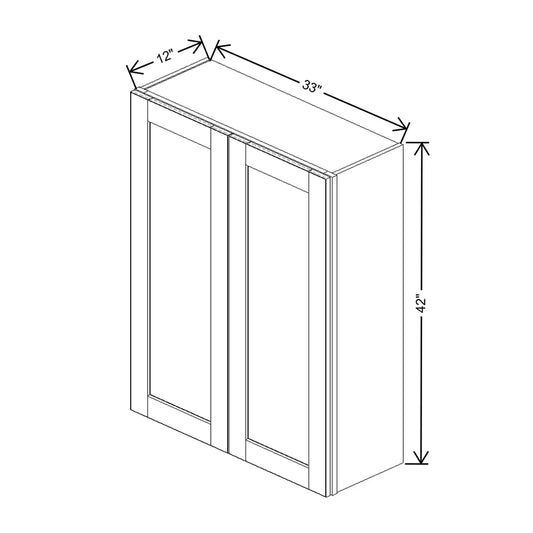 J&K Creme Glazed A7 Double Door Wall Cabinet - 33" W x 42" H
