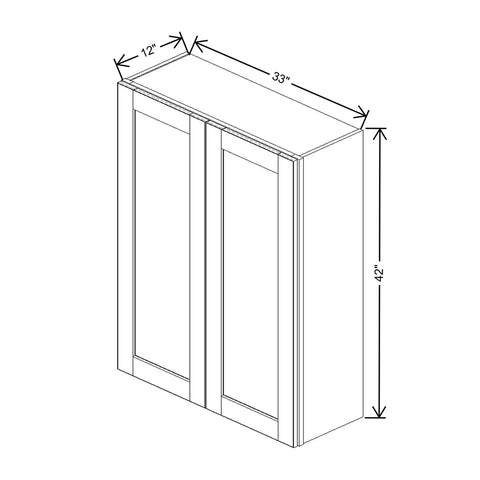 J&K Creme Glazed A7 Double Door Wall Cabinet - 33" W x 42" H