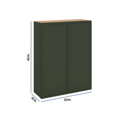 Modernform Cabinet Slim Sage Green 33" W X 42" H X 12" D Double Door Wall Cabinet