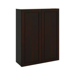 J&K Espresso K8 Double Door Wall Cabinet - 33" W x 42" H