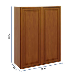 J&K Mocha Glazed K10 Double Door Wall Cabinet - 33" W x 42" H