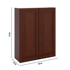 J&K Mahogany J5 Double Door Wall Cabinet - 33" W x 42" H