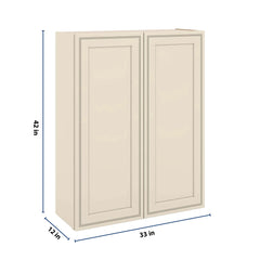 J&K Pearl Glazed H9 Double Door Wall Cabinet - 33" W x 42" H