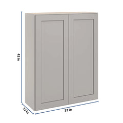 CNC Luxor 5-Piece Misty Grey 33" W X 42" H Double Door Wall Cabinet