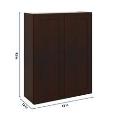 J&K Java Coffee S1 Double Door Wall Cabinet - 33" W x 42" H