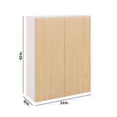 Modernform Cabinet Natural Oak 33" W X 42" H X 12" D Double Door Wall Cabinet