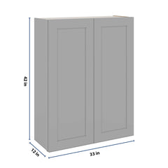 J&K Castle Grey S5 Double Door Wall Cabinet - 33" W x 42" H