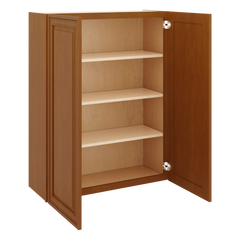 J&K Mocha Glazed K10 Double Door Wall Cabinet - 33" W x 42" H