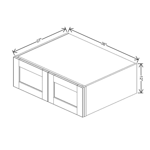 J&K Creme Glazed A7 Refrigerator Wall Cabinet - 36" W x 12" H x 27" D