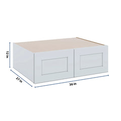 J&K White Shaker S8 Refrigerator Wall Cabinet - 36" W x 12" H x 27" D