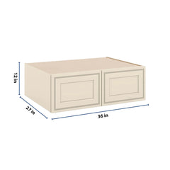 J&K Pearl Glazed H9 Refrigerator Wall Cabinet - 36" W x 12" H x 27" D
