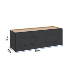 Modernform Cabinet Onyx Black Shaker 36" W X 12" H X 12" D Double Door Wall Cabinet