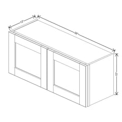 J&K Pearl Glazed H9 Double Door Wall Cabinet - 36" W x 15" H