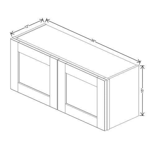 J&K Creme Glazed A7 Double Door Wall Cabinet - 36" W x 15" H