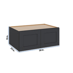 Modernform Cabinet Onyx Black Shaker 36" W X 15" H X 24" D Double Door Wall Cabinet