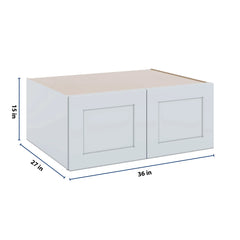 J&K White Shaker S8 Refrigerator Wall Cabinet - 36" W x 15" H x 27" D