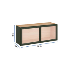 Modernform Cabinet Slim Sage Green 36" W X 15" H X 12" D Double Glass Door Wall Cabinet