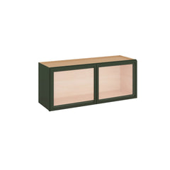 Modernform Cabinet Slim Sage Green 36" W X 15" H X 12" D Double Glass Door Wall Cabinet