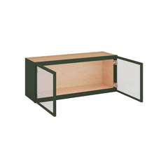 Modernform Cabinet Slim Sage Green 36" W X 15" H X 12" D Double Glass Door Wall Cabinet
