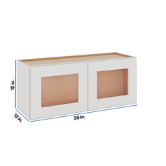 Modernform Cabinet White Shaker 36" W X 15" H X 12" D Double Glass Door Wall Cabinet