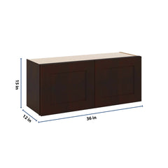 J&K Java Coffee S1 Double Door Wall Cabinet - 36" W x 15" H