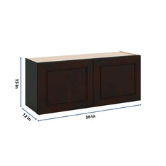 J&K Espresso K8 Double Door Wall Cabinet - 36" W x 15" H