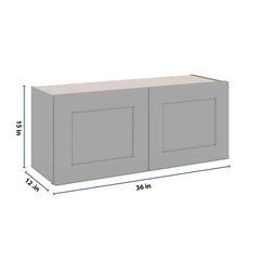 J&K Castle Grey S5 Double Door Wall Cabinet - 36" W x 15" H
