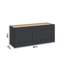 Modernform Cabinet Onyx Black Shaker 36" W X 15" H X 12" D Double Door Wall Cabinet