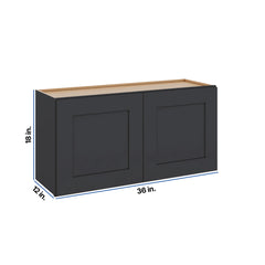 Modernform Cabinet Onyx Black Shaker 36" W X 18" H X 12" D Double Door Wall Cabinet