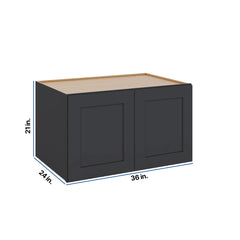 Modernform Cabinet Onyx Black Shaker 36" W X 21" H X 24" D Double Door Wall Cabinet