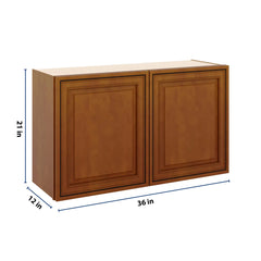 J&K Mocha Glazed K10 Double Door Wall Cabinet - 36" W x 21" H