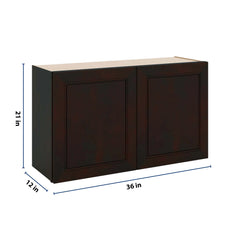 J&K Espresso K8 Double Door Wall Cabinet - 36" W x 21" H