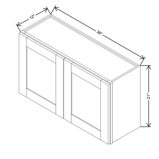 Modernform Cabinet Onyx Black Shaker 36" W X 21" H X 12" D Double Door Wall Cabinet