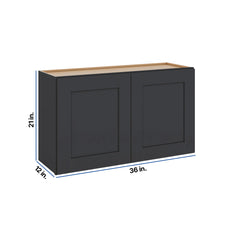 Modernform Cabinet Onyx Black Shaker 36" W X 21" H X 12" D Double Door Wall Cabinet