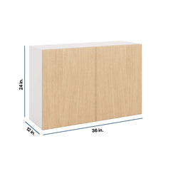 Modernform Cabinet Natural Oak 36" W X 24" H X 12" D Double Door Wall Cabinet