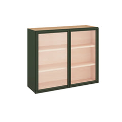 Modernform Cabinet Slim Sage Green 36" W X 30" H X 12" D Double Glass Door Wall Cabinet