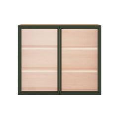 Modernform Cabinet Slim Sage Green 36" W X 30" H X 12" D Double Glass Door Wall Cabinet