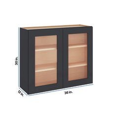 Modernform Cabinet Onyx Black Shaker 36" W X 30" H X 12" D Double Glass Door Wall Cabinet