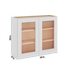 Modernform Cabinet White Shaker 36" W X 30" H X 12" D Double Glass Door Wall Cabinet