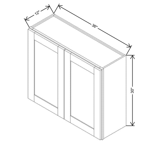 Modernform Cabinet Onyx Black Shaker 36" W X 30" H X 12" D Double Door Wall Cabinet