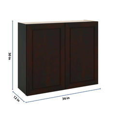 J&K Espresso K8 Double Door Wall Cabinet - 36" W x 30" H