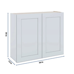 J&K White Shaker S8 Double Door Wall Cabinet - 36" W x 30" H