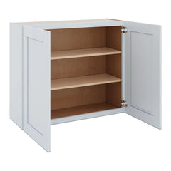 J&K White Shaker S8 Double Door Wall Cabinet - 36" W x 30" H