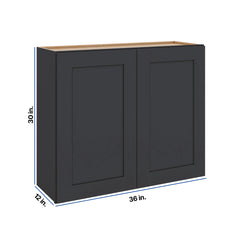 Modernform Cabinet Onyx Black Shaker 36" W X 30" H X 12" D Double Door Wall Cabinet