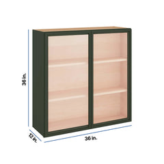 Modernform Cabinet Slim Sage Green 36" W X 36" H X 12" D Double Glass Door Wall Cabinet