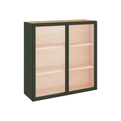 Modernform Cabinet Slim Sage Green 36" W X 36" H X 12" D Double Glass Door Wall Cabinet