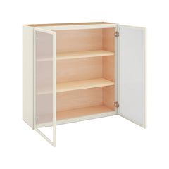 Modernform Cabinet Slim Dove White 36" W X 36" H X 12" D Double Glass Door Wall Cabinet