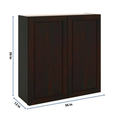 J&K Espresso K8 Double Door Wall Cabinet - 36" W x 36" H