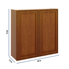 J&K Mocha Glazed K10 Double Door Wall Cabinet - 36" W x 36" H