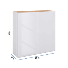 Modernform Cabinet Gloss White 36" W X 36" H X 12" D Double Door Wall Cabinet